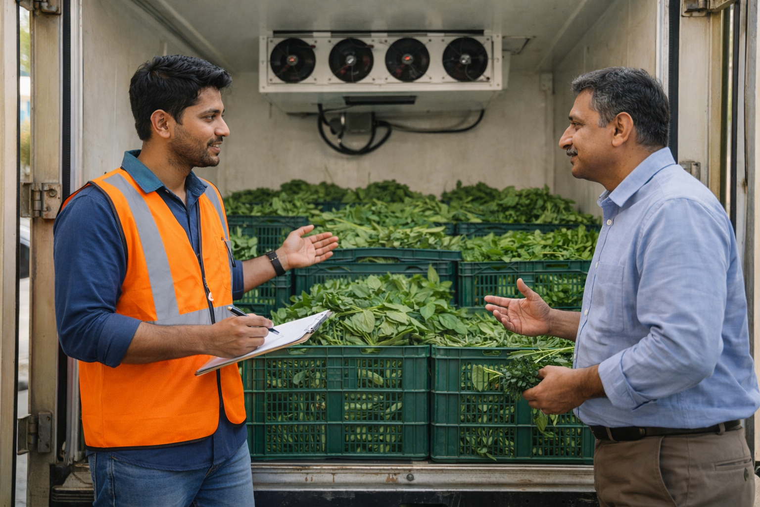 vegetable transport vehicle with insulation panels